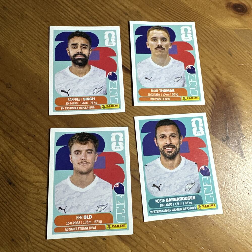 Panini FIFA World Cup 2026 New Zealand NZL Team Lot 4 Stickers 11/12/16/20